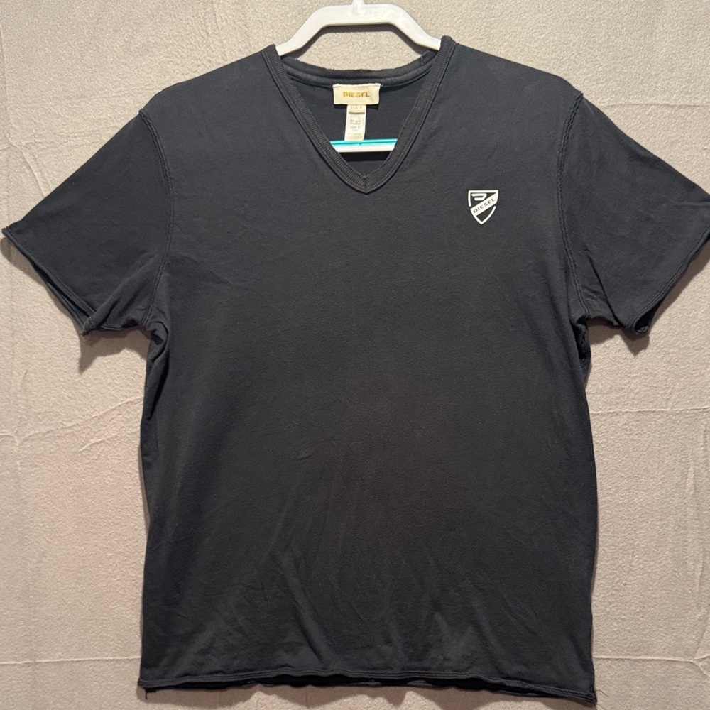 Diesel Men's Charcoal V-Neck Slub Tee size Large